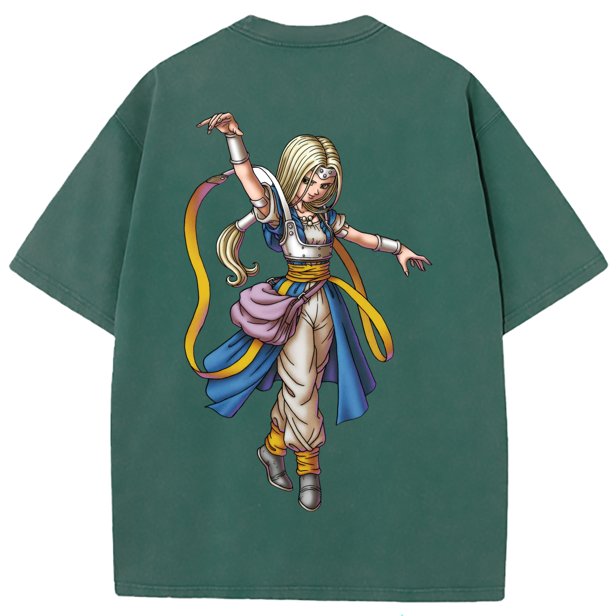 （画像用） ドラゴンクエスト Doragon Kuesuto Dragon Quest 綿100% ヴィンテージ風 半袖Tシャツ（背面プリント）